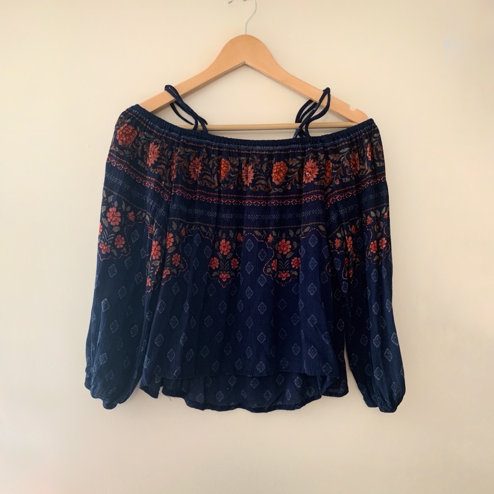 Blue Boho Off The Shoulder Top ✿ Anthropologie